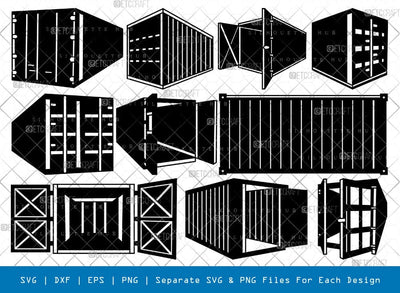 Shipping Container Silhouette, Shipping Container SVG, Container Svg, Cargo Container Svg, Shipping Container Bundle, SB00889 SVG ETC Craft 