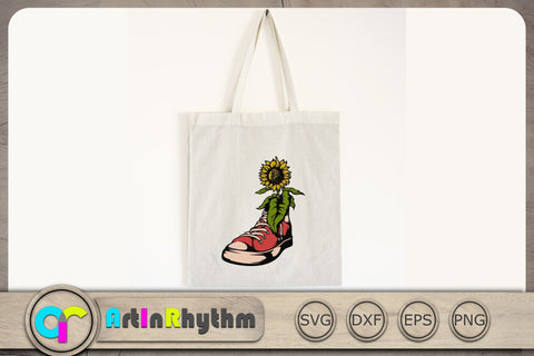 Shoes with sunflowers Svg, Flowers Svg, Vintage Svg, Retro Svg, Retro T-Shirt Designs SVG Artinrhythm shop 