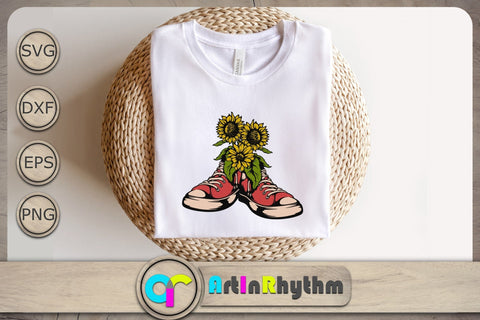 Shoes with sunflowers Svg, Flowers Svg, Vintage Svg, Retro Svg, Retro T-Shirt Designs SVG Artinrhythm shop 