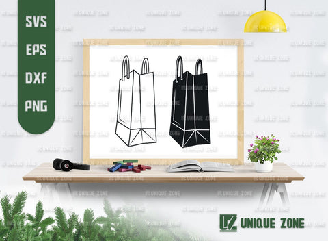 Shoping Bag SVG Bundle, Paper Bag Svg, Bag Svg, Gift Bag Svg, Hand Bag Svg, Bag Silhouette, Tote Bag Svg, SVG Unique Zone 