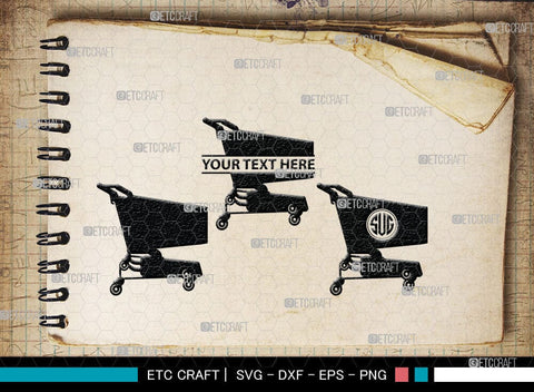 shopping cart Monogram, shopping cart Silhouette, Shopping Cart Svg, Shopping Svg, Folding Shopping Cart, SB00089 SVG ETC Craft 