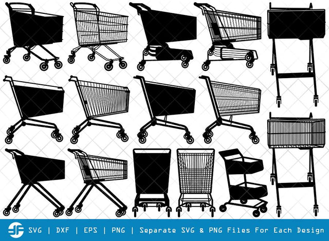 Shopping Cart SVG Cut Files | Shopping Cart Silhouette | Shopping Cart Bundle | Folding Shopping Cart Svg SVG ETC Craft 