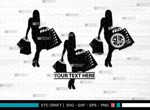 Shopping Girl Monogram, Shopping Girl Silhouette, Shopping Girl SVG, Sexy Girl Svg, Fashion Girl Svg, SB00405 SVG ETC Craft 