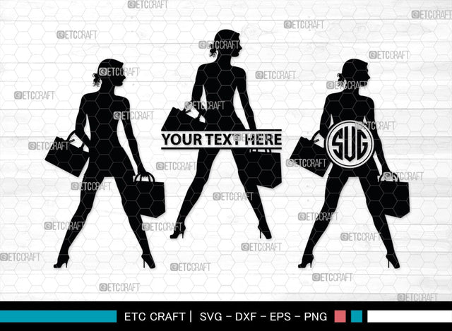 Shopping Girl Monogram, Shopping Girl Silhouette, Shopping Girl SVG, Sexy Girl Svg, Fashion Girl Svg, SB00405 SVG ETC Craft 