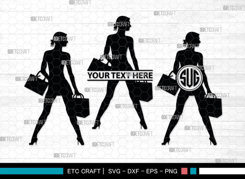 Shopping Girl Monogram, Shopping Girl Silhouette, Shopping Girl SVG, Sexy Girl Svg, Fashion Girl Svg, SB00405 SVG ETC Craft 