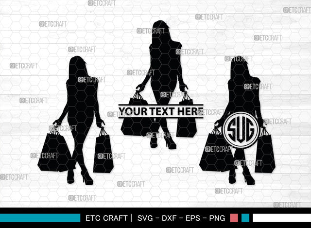 Shopping Girl Monogram, Shopping Girl Silhouette, Shopping Girl SVG, Sexy Girl Svg, Fashion Girl Svg, SB00405 SVG ETC Craft 