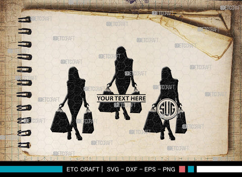 Shopping Girl Monogram, Shopping Girl Silhouette, Shopping Girl SVG, Sexy Girl Svg, Fashion Girl Svg, SB00405 SVG ETC Craft 