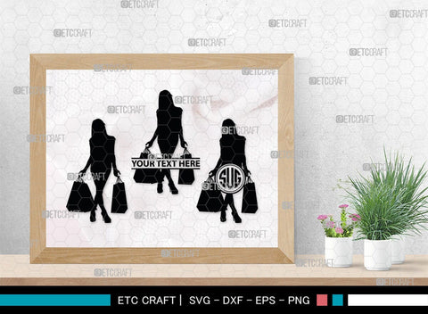 Shopping Girl Monogram, Shopping Girl Silhouette, Shopping Girl SVG, Sexy Girl Svg, Fashion Girl Svg, SB00405 SVG ETC Craft 