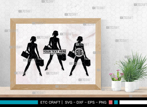 Shopping Girl Monogram, Shopping Girl Silhouette, Shopping Girl SVG, Sexy Girl Svg, Fashion Girl Svg, SB00405 SVG ETC Craft 