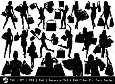 Shopping Girl SVG | Silhouette Bundle | SVG Cut File SVG ETC Craft 