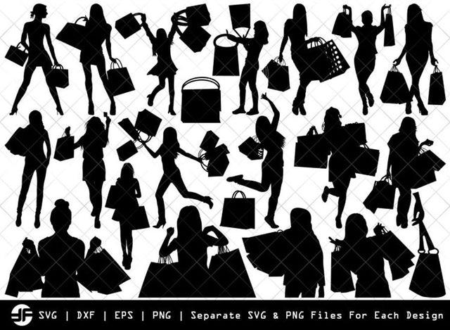 Shopping Girl SVG | Silhouette Bundle | SVG Cut File SVG ETC Craft 