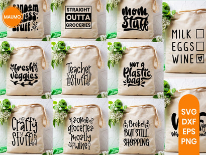 Shopping Tote Bag Svg Bundle Quotes SVG Maumo Designs 