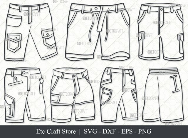 Short Pant SVG, Short Pant Outline, Pant Icon Svg, Man Wear Svg, Shorts Svg, Mens shorts Svg, Pant Svg, Short Pant Bundle SVG ETC Craft 