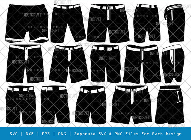 Short Pant SVG, Short Pant Silhouette, Pant Icon Svg, Man Wear Svg, Shorts Svg, Mens shorts Svg, Pant Svg, Short Pant Bundle SVG ETC Craft 