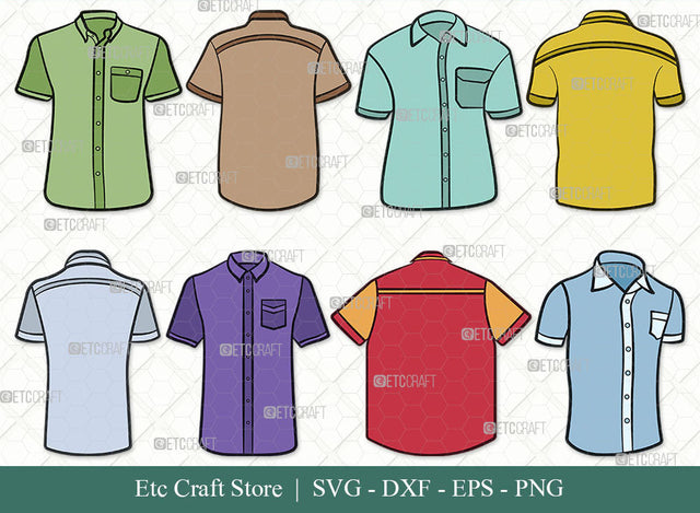 Short Sleeve Shirt SVG, Shirt Clipart, Plain Shirt Svg, Shirt Icon Svg, Man Dress Svg, Men Wear Svg, Men Clothe Svg, Shirt Bundle SVG ETC Craft 