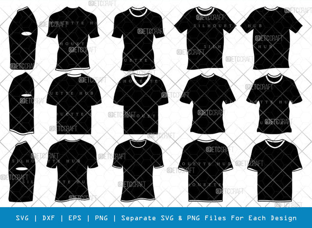 Short Sleeve Tshirt SVG, Tshirt Silhouette, Plain Tshirt Svg, Tshirt Icon Svg, Man Dress Svg, Men Wear Svg, Men Clothe Svg, Tshirt Bundle SVG ETC Craft 