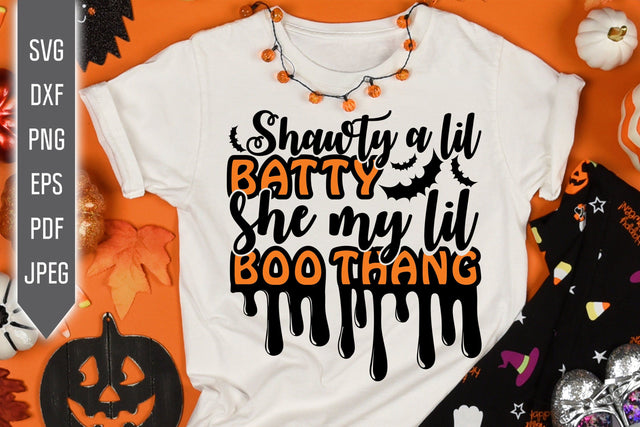 Shorty A Lil Batty She My Lil Boo Thang Svg. Shawty A Bit Batty Svg. Halloween Svg. Funny Halloween Design. Bat spider ghost dxf eps png pdf SVG Mint And Beer Creations 