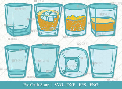 Shot Glass Clipart SVG Cut File | Alcohol Glass Svg | Whiskey Glass Svg | Tequila Svg | Drink Glass Bundle | Vodka Glass | Eps | Dxf | Png SVG ETC Craft 