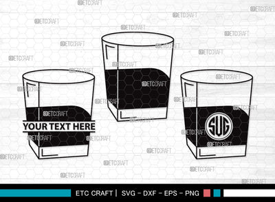 Shot Glass Monogram SVG | Alcohol Glass Svg | Whiskey Glass Svg | Tequila Svg | Drink Glass Bundle | Vodka Glass | Shot Glass Clipart SVG ETC Craft 