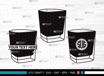 Shot Glass Monogram SVG | Alcohol Glass Svg | Whiskey Glass Svg | Tequila Svg | Drink Glass Bundle | Vodka Glass | Shot Glass Clipart SVG ETC Craft 
