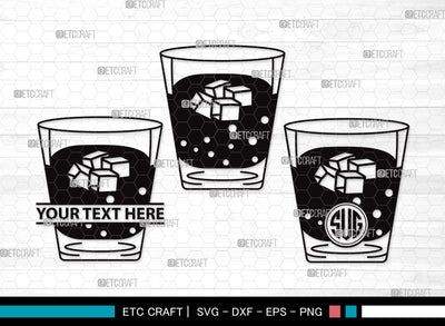 Shot Glass Monogram SVG | Alcohol Glass Svg | Whiskey Glass Svg | Tequila Svg | Drink Glass Bundle | Vodka Glass | Shot Glass Clipart SVG ETC Craft 