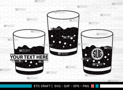 Shot Glass Monogram SVG | Alcohol Glass Svg | Whiskey Glass Svg | Tequila Svg | Drink Glass Bundle | Vodka Glass | Shot Glass Clipart SVG ETC Craft 