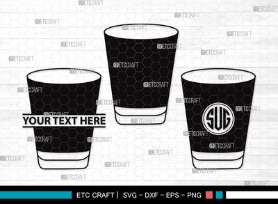 Shot Glass Monogram SVG | Alcohol Glass Svg | Whiskey Glass Svg | Tequila Svg | Drink Glass Bundle | Vodka Glass | Shot Glass Clipart SVG ETC Craft 