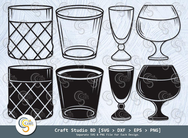 Shot Glass Silhouette, Alcohol Glass Svg, Glasses Svg, Wine Glass Svg, Drinking Glass Svg, Shotglass Svg Bundle SVG ETC Craft 