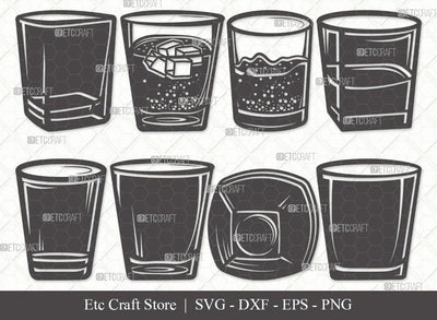 Shot Glass Silhouette SVG Cut File | Alcohol Glass Svg | Whiskey Glass Svg | Tequila Svg | Drink Glass Bundle | Vodka Glass | Eps | Dxf | Png SVG ETC Craft 