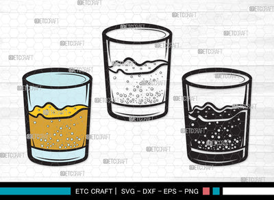 Shot Glass SVG | Alcohol Glass Svg | Whiskey Glass Svg | Tequila Svg | Drink Glass Bundle | Vodka Glass | Shot Glass Clipart SVG ETC Craft 