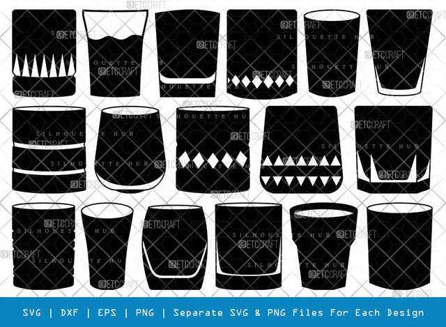 Shot Glass SVG, Glass Silhouette, Glass Icon Svg, Drinking Glass Svg, Shot Glasses Svg, Party Svg, Glass Bundle SVG ETC Craft 