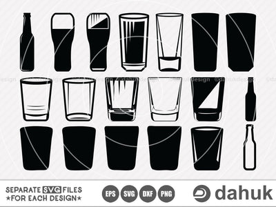 Shot Glass svg, Whiskey clipart, Ice vector, Alcohol, Silhouette, Studio Files for Cricut, Svg, Eps, Dxf, Png, Cricut, Cut File SVG dahukdesign 