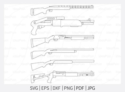 Shotgun outline svg, Shotgun svg, Hunting Logo, Shotgun Clipart, Shotgun Outline Bundle SVG Dinvect 