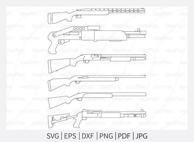 Shotgun outline svg, Shotgun svg, Hunting Logo, Shotgun Clipart, Shotgun Outline Bundle SVG Dinvect 
