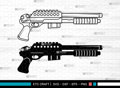 Shotgun SVG, Shotgun SVG, Crossed Shotgun Rifle Svg, Pistol Svg, Riot Shotgun Svg, Tactical Shotgun Svg, Shotgun SVG ETC Craft 