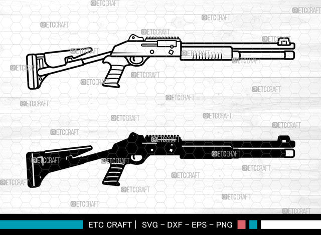 Shotgun SVG, Shotgun SVG, Crossed Shotgun Rifle Svg, Pistol Svg, Riot Shotgun Svg, Tactical Shotgun Svg, Shotgun SVG ETC Craft 