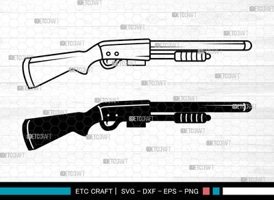 Shotgun SVG, Shotgun SVG, Crossed Shotgun Rifle Svg, Pistol Svg, Riot Shotgun Svg, Tactical Shotgun Svg, Shotgun SVG ETC Craft 