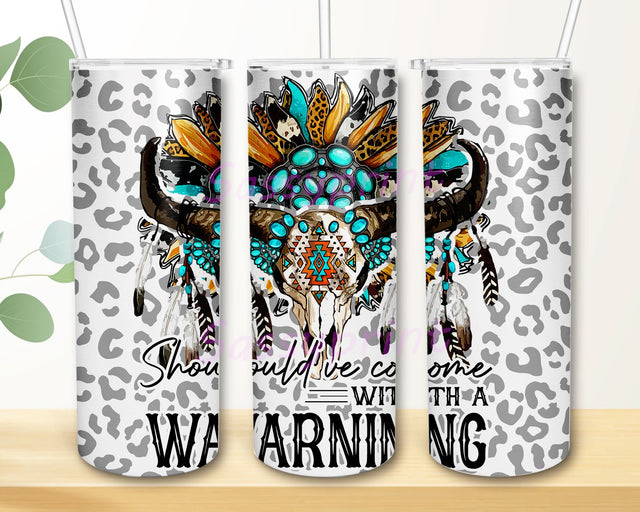 Should've Come with a Warning Cow Tumbler 20oz, Western Marlboro Cowhide, Cow Print Png,Rustic Design, Tumbler Wrap, Instant Download Sublimation sassyprint 