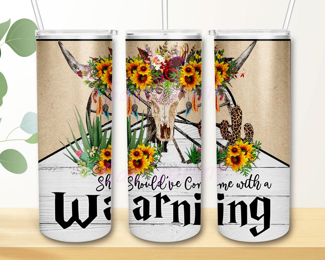 Should've Come with a Warning Cow Tumbler 20oz, Western Marlboro Cowhide, Cow Print Png,Rustic Design, Tumbler Wrap, Instant Download Sublimation sassyprint 