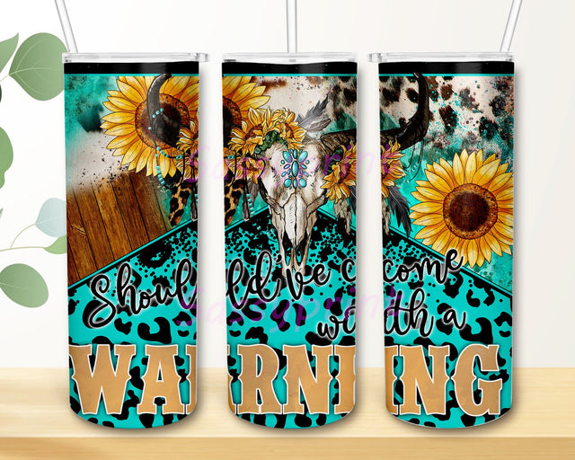 Should've Come with a Warning Cow Tumbler 20oz, Western Marlboro Cowhide, Cow Print Png,Rustic Design, Tumbler Wrap, Instant Download Sublimation sassyprint 