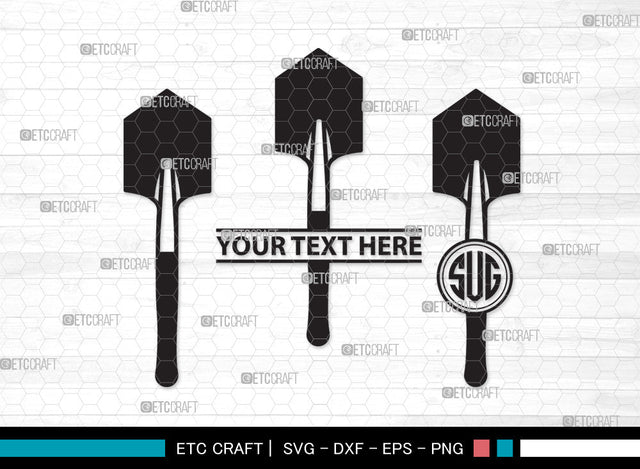 Shovel Monogram SVG | Gardening Svg | Miner Shovel Svg | Garden Spade Svg | Farm Svg | Miner Pick Svg | Shovel Monogram SVG ETC Craft 