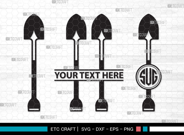 Shovel Monogram SVG | Gardening Svg | Miner Shovel Svg | Garden Spade Svg | Farm Svg | Miner Pick Svg | Shovel Monogram SVG ETC Craft 