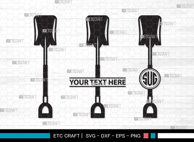 Shovel Monogram SVG | Gardening Svg | Miner Shovel Svg | Garden Spade Svg | Farm Svg | Miner Pick Svg | Shovel Monogram SVG ETC Craft 