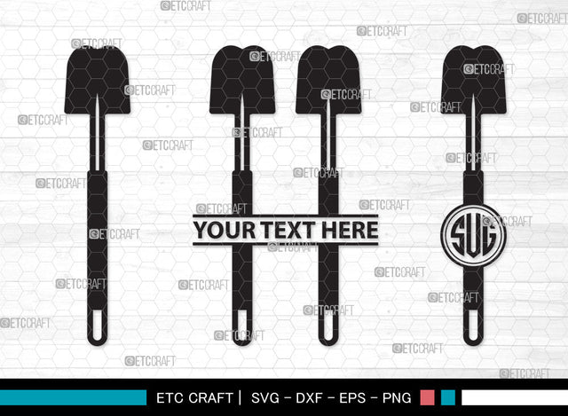Shovel Monogram SVG | Gardening Svg | Miner Shovel Svg | Garden Spade Svg | Farm Svg | Miner Pick Svg | Shovel Monogram SVG ETC Craft 