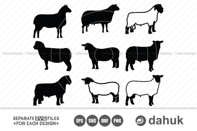 Show Sheep SVG,svg file,svg dxf,cut file for silhouette,lamb silhouette,vectors,clipart,sheep silhouette SVG dahukdesign 