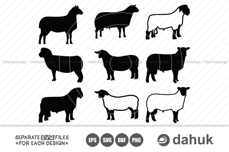 Show Sheep SVG,svg file,svg dxf,cut file for silhouette,lamb silhouette,vectors,clipart,sheep silhouette SVG dahukdesign 