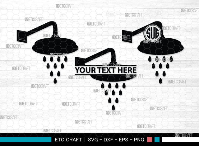 Shower Head Monogram, Shower Head Silhouette, Shower Head SVG Cut Files, Shower Svg, Baby Shower Svg, Shower with Dripping Water Silhouette Svg, SB00091 SVG ETC Craft 