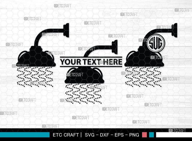 Shower Head Monogram, Shower Head Silhouette, Shower Head SVG Cut Files, Shower Svg, Baby Shower Svg, Shower with Dripping Water Silhouette Svg, SB00091 SVG ETC Craft 