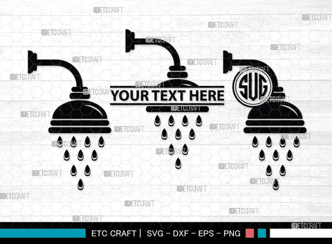 Shower Head Monogram, Shower Head Silhouette, Shower Head SVG Cut Files, Shower Svg, Baby Shower Svg, Shower with Dripping Water Silhouette Svg, SB00091 SVG ETC Craft 