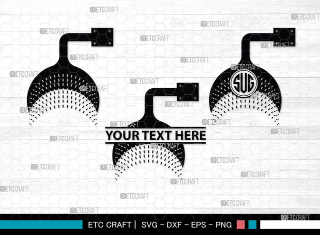 Shower Head Monogram, Shower Head Silhouette, Shower Head SVG Cut Files, Shower Svg, Baby Shower Svg, Shower with Dripping Water Silhouette Svg, SB00091 SVG ETC Craft 